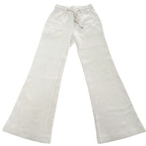 Twenty Montreal Pants Womens XS Cream Knit Flare QC6P-002 Wide Leg Drawstring